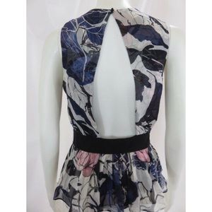 EUC DVF Silk Floral Open Back Cut Out Blouse